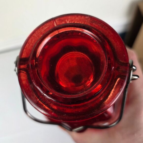 Red Flashed Glass Daisy Vase Hummingbird Feeder 9" - Picture 7 of 7